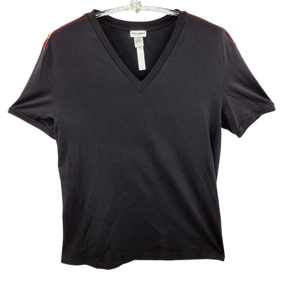 Vintage D&G Logo Knit Black V Neck Short Sleeve Top Streetwear Luxe Statement - Picture 1 of 13